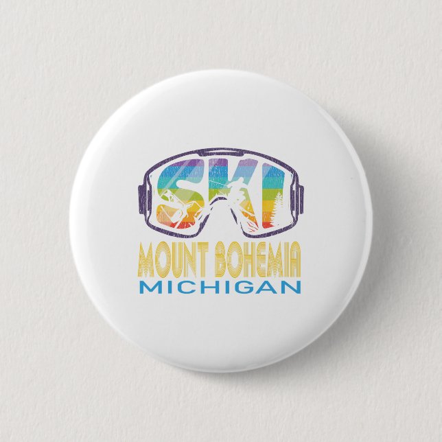 Ski Mount Bohemia Michigan Skiing Vacation  6 Cm Round Badge (Front)