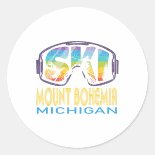 Ski Mount Bohemia Michigan Skiing Vacation Classic Round Sticker