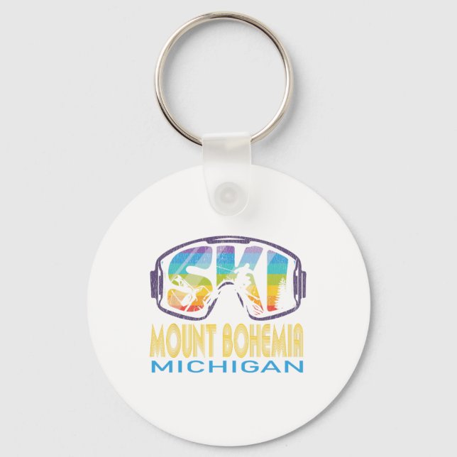 Ski Mount Bohemia Michigan Skiing Vacation  Key Ring (Front)