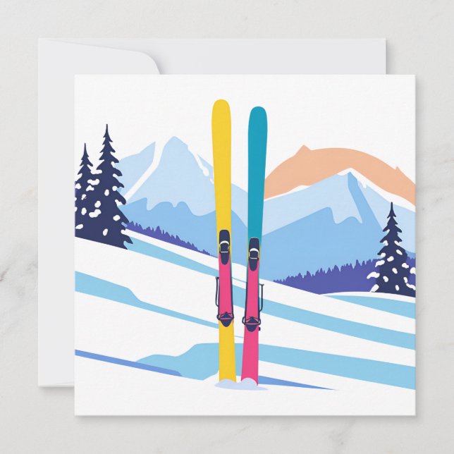 Ski Mountain Holiday Card (Front)