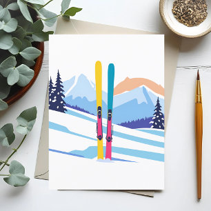 Ski Mountain Postcard