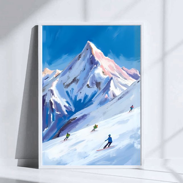 Ski Mountain Slopes Winter Watercolor Poster (Creator Uploaded)