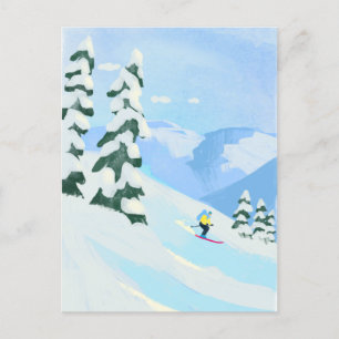 Ski Mountain snow Postcard