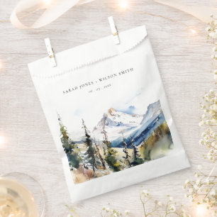 Ski Mountain Telluride Colorado Watercolor Wedding Favour Bags