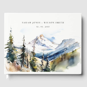 Ski Mountain Telluride Colorado Watercolor Wedding Guest Book