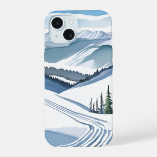 Ski Mountain Watercolor iPhone 15 Case