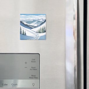 Ski Mountain Watercolor Magnet