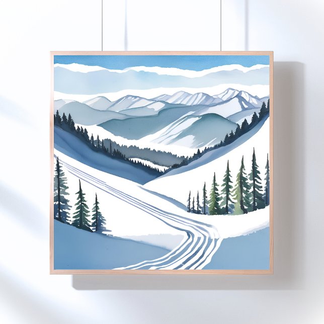 Ski Mountain Watercolor Poster (Creator Uploaded)