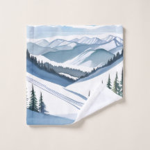 Ski Mountain Watercolor