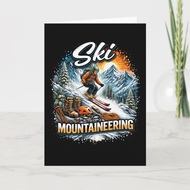 Ski Mountaineering Holiday Card (Front)
