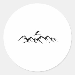 Ski Mountains Skier Alpine Skiing Classic Round Sticker