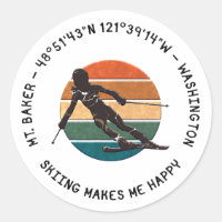 Ski Mt. Baker, Washington - Lady Skier, Black Text