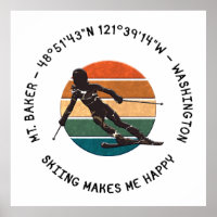 Ski Mt. Baker, Washington - Woman Skier Black Text