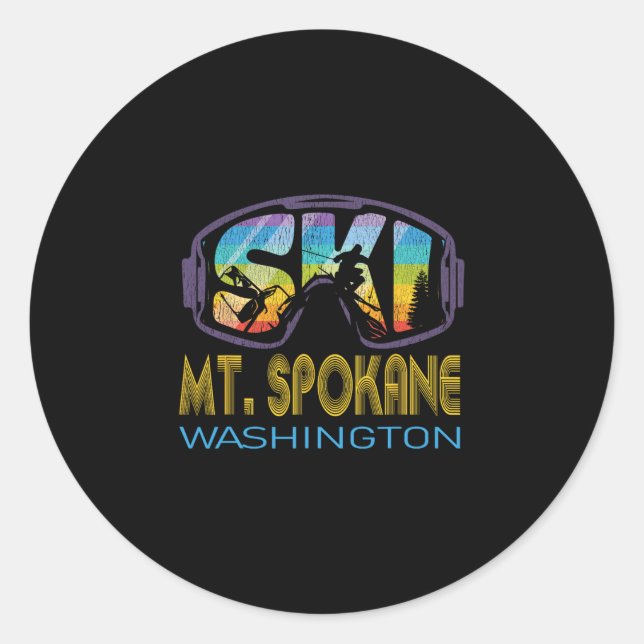 Ski Mt Spokane Washington Skiing Vacation  Classic Round Sticker (Front)