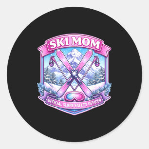 Ski mum slope safety officer mother's day skier mu classic round sticker