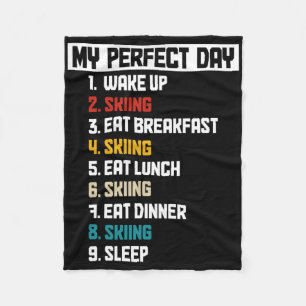 Ski My Perfect Day Funny Vintage Skiing Skier Fleece Blanket