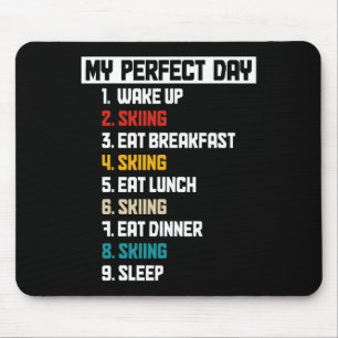 Ski My Perfect Day Funny Vintage Skiing Skier Mouse Mat