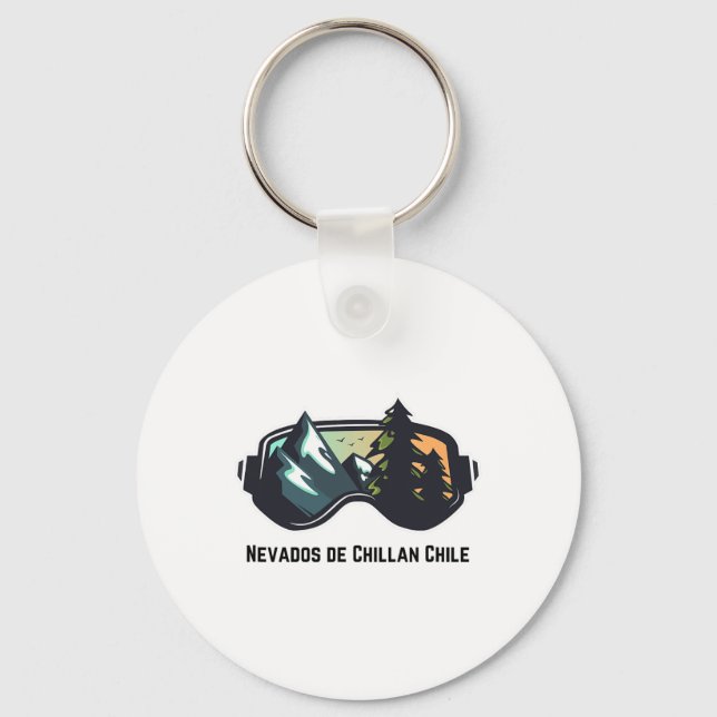 Ski Nevados De Chillan Chile Mountain Skiing T Men Key Ring (Front)