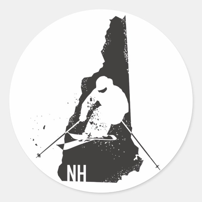 Ski New Hampshire Classic Round Sticker (Front)