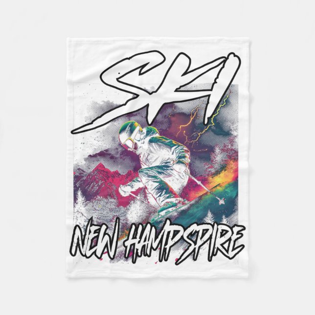 Ski New Hampshire Downhill Skiing Adventure Nh Usa Fleece Blanket (Front)