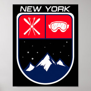 Ski New York Mountain Skiing Trail Skier Goggle Po Poster