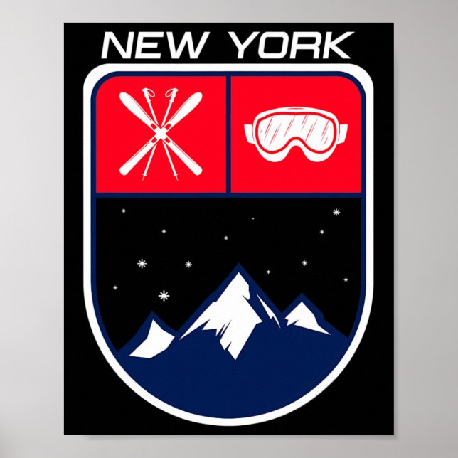 Ski New York Mountain Skiing Trail Skier Goggle Po Poster (Front)