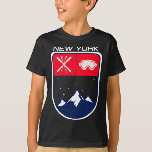 Ski New York Mountain Skiing Trail Skier Goggle Po T-Shirt
