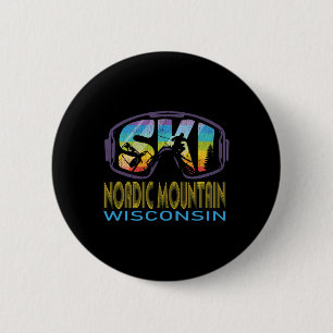 Ski Nordic Mountain Wisconsin Skiing Vacation  6 Cm Round Badge
