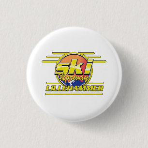 Ski Norway Lillehammer 80s vibe 3 Cm Round Badge