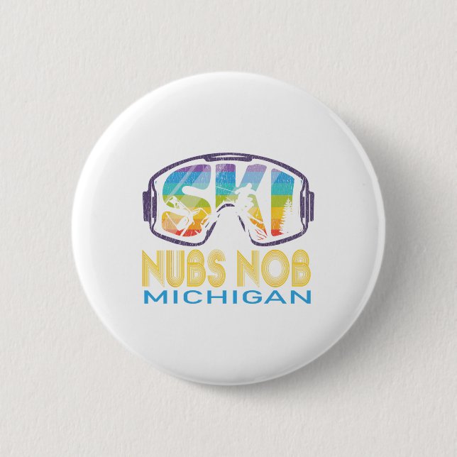 Ski Nubs Nob Michigan Skiing Vacation  6 Cm Round Badge (Front)