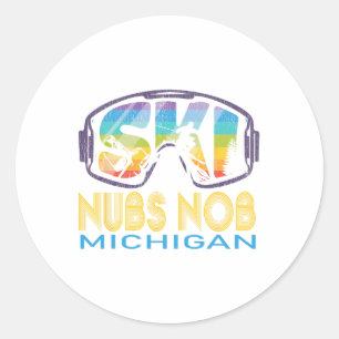 Ski Nubs Nob Michigan Skiing Vacation Classic Round Sticker