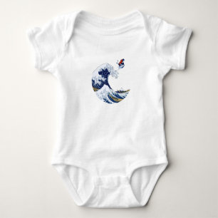Ski on The Great Wave of Kanagawa Japanese  Baby Bodysuit