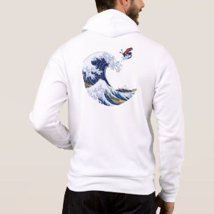 Ski on The Great Wave of Kanagawa Japanese Hood Hoodie