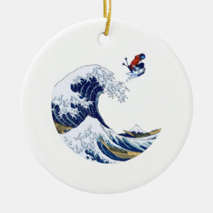 Ski on The Great Wave of Kanagawa Ornament