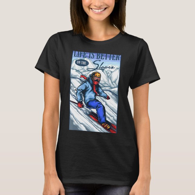 Ski On The Slopes T-Shirt (Front)