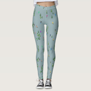 Ski Opening Christmas Skiing Holiday Skiers Blue  Leggings
