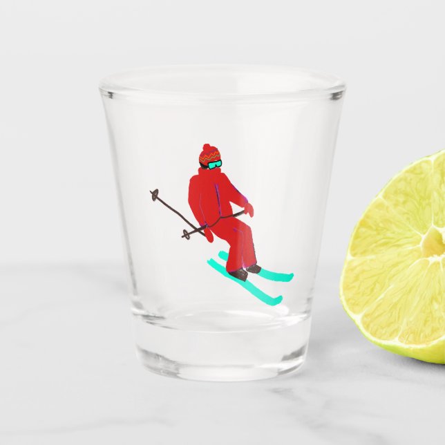  Ski Opening Skier Christmas New Year Shot Glass (Front)