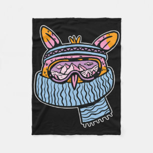 Ski Owl Skiing Winter Sport Fleece Blanket