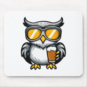 Ski Owl With Beer Apres Ski Comic Mouse Mat