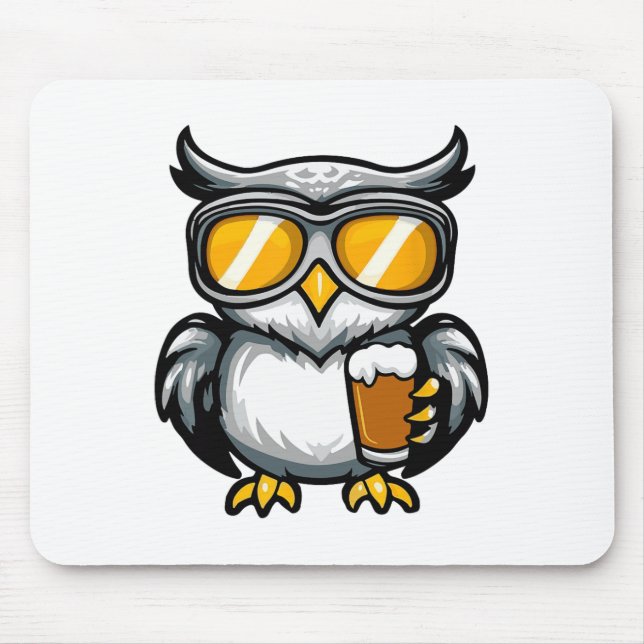 Ski Owl With Beer Apres Ski Comic  Mouse Mat (Front)