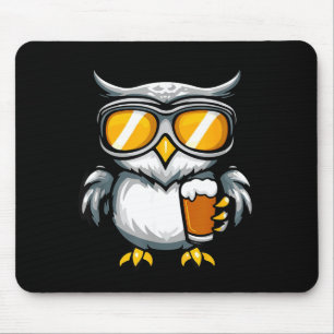 Ski owl with beer _ apres ski comic mouse mat
