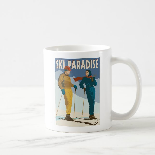 Ski Paradise Vintage  Print Coffee Mug (Right)