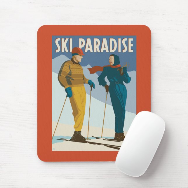 Ski Paradise Vintage  Print Mouse Mat (With Mouse)