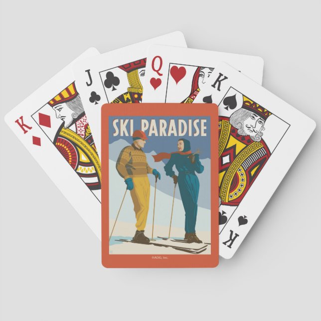 Ski Paradise Vintage  Print Playing Cards (Back)