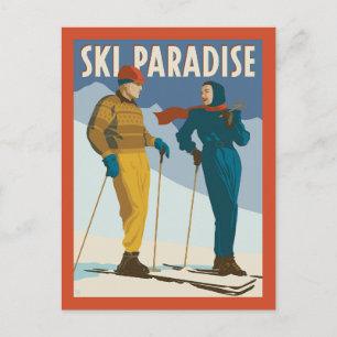 Ski Paradise Vintage  Print Postcard