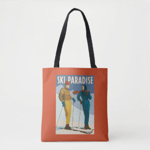 Ski Paradise Vintage  Print Tote Bag