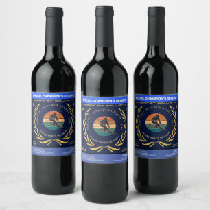Ski Park City, Utah - Man Skier Golden Text Wine Label