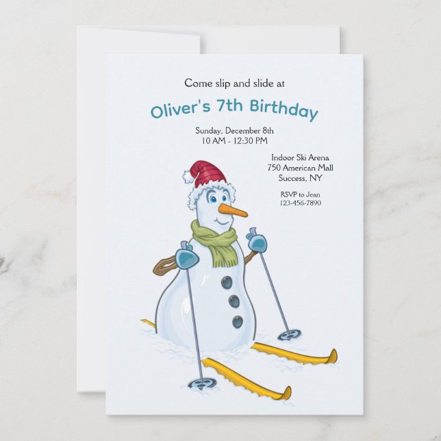 Ski Party Snowman Invitation (Front)
