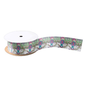 Ski pattern ribbon satin ribbon