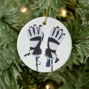 Ski Poles and Gloves Ornament